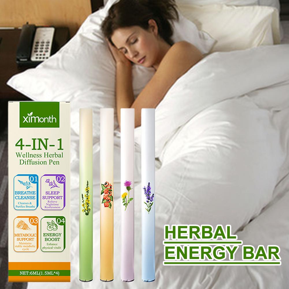 Herbal Wellness Products - 4 Difusores Herbales con Verbasema/Tomillo/Menta, Guaraná/Té